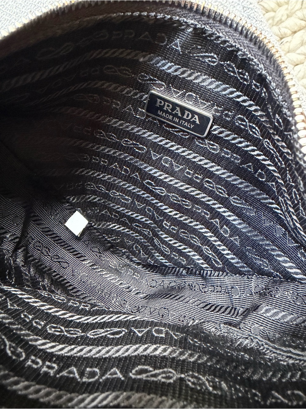 Prada Black Leather Enameled Metal Triangle Bag with Silver Hardware - Picture 9 of 16